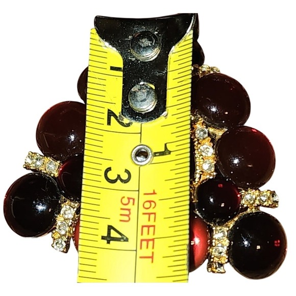 VTG Geometric Brooch Red  Yellow Gold Tone Acrylic Lucite Statement Piece - Picture 4 of 4